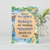 Pirate Z生日 uitnodiging voor schatjacht (Staand voorkant)