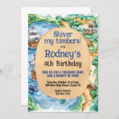 Pirate Z生日 uitnodiging voor schatjacht (Voorkant / Achterkant)