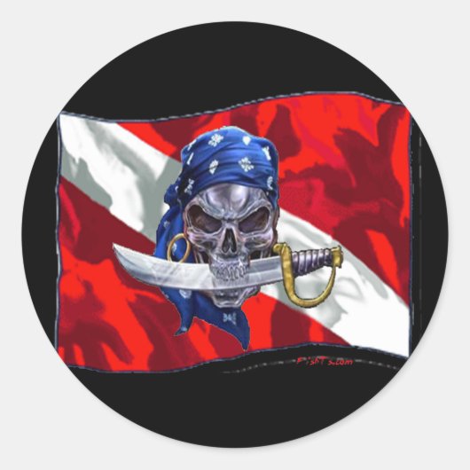 PirateDiveFlag kopie Ronde Sticker (Voorkant)