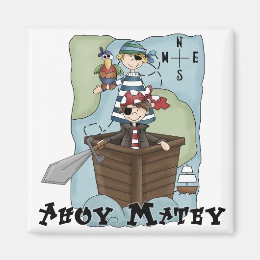 Piraten Ahoy Tshirts en geschenken Magneet (Voorkant)