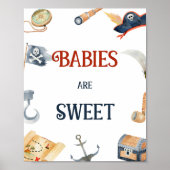 Piraten Baby shower baby's zijn lief Poster (Voorkant)