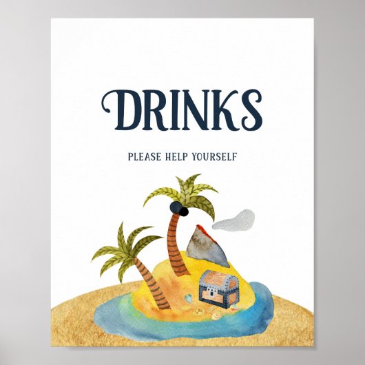 Piraten Baby shower Drinken Teken Poster (Voorkant)