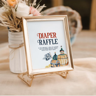 Piraten Baby shower Luier Raffle Sign Poster