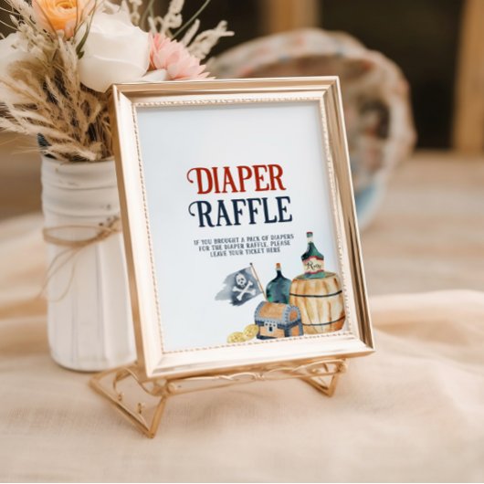Piraten Baby shower Luier Raffle Sign Poster