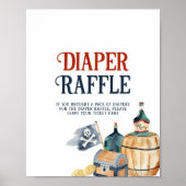 Piraten Baby shower Luier Raffle Sign Poster (Voorkant)