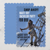 PIRATEN BACHELOR SCHEEPVAARTPARTY UITNODIGINGEN (Voorkant / Achterkant)