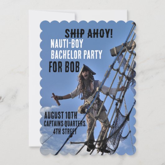 PIRATEN BACHELOR SCHEEPVAARTPARTY UITNODIGINGEN (Voorkant)