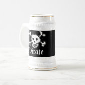 Piraten bier mok met schedel en dwars bot afbeeldi (Voorkant links)