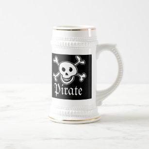 Piraten bier mok met schedel en dwars bot afbeeldi