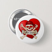 Piraten bij hart badge ronde button 5,7 cm (Voorkant /achterkant)