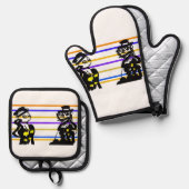 Piraten bruiloft ovenwant & pannenlap set (Voorkant / Achterkant)