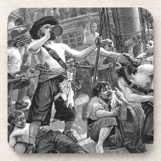  piraten die strijden en op het schip Drink Bier Onderzetter (Voorkant)