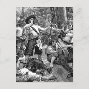  piraten die strijden en op het schip Drink Briefkaart