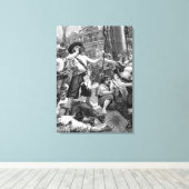  piraten die strijden en op het schip Drink Canvas Afdruk (Insitu (Houten vloer))