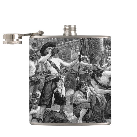  piraten die strijden en op het schip Drink Heupfles (Geopend)