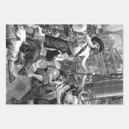  piraten die strijden en op het schip Drink Inpakpapier Vel (Voorkant 2)