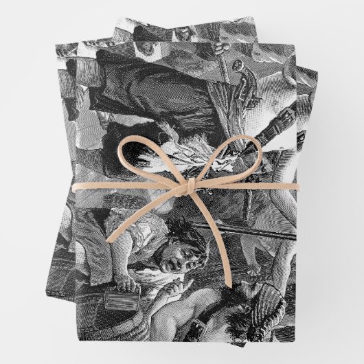  piraten die strijden en op het schip Drink Inpakpapier Vel (In situ)