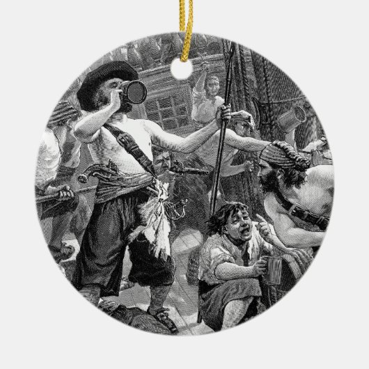  piraten die strijden en op het schip Drink Keramisch Ornament (Voorkant)