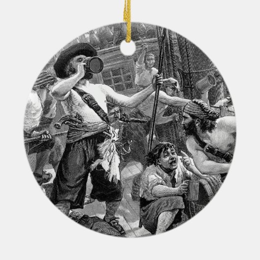  piraten die strijden en op het schip Drink Keramisch Ornament (Achterkant)