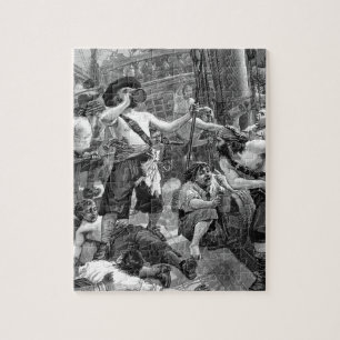  piraten die strijden en op het schip Drink Legpuzzel