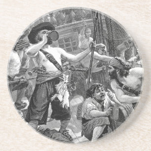 piraten die strijden en op het schip Drink Zandsteen Onderzetter