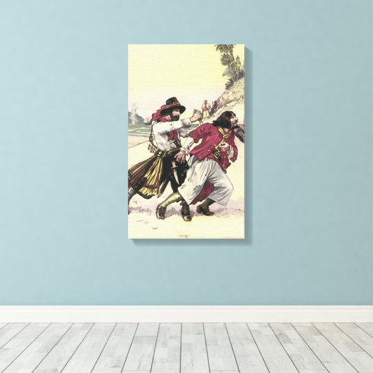  Piraten, Duel tot de dood op het strand Canvas Afdruk (Insitu (Houten vloer))