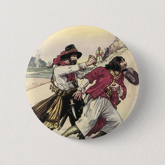 Piraten, Duel tot de dood op het strand Ronde Button 5,7 Cm (Voorkant)