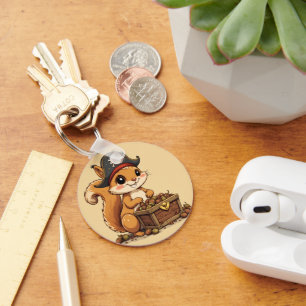 Piraten-eekhoorn met eikel-schat Funny Cute Kid Sleutelhanger