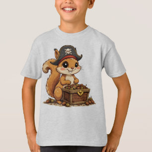 Piraten-eekhoorn met eikel-schat Funny Schattig Ki T-shirt