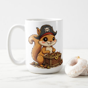 Piraten-eekhoorn met eikel-schat Grappig Schattig  Koffiemok