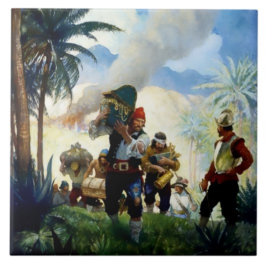 “Piraten en Buit” door NC Wyeth Tegeltje (Voorkant)