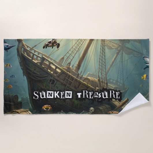Piraten en gekaapte schepen strandlaken (Voorkant)