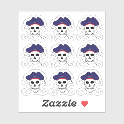 Piraten en Kapitein Jack, schedel X botten/set Sticker (Vel)