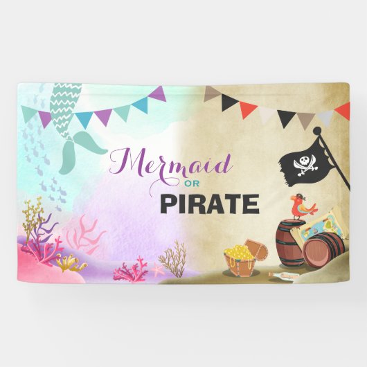 Piraten en Mermaids Birthday Party Banner (Horizontaal)