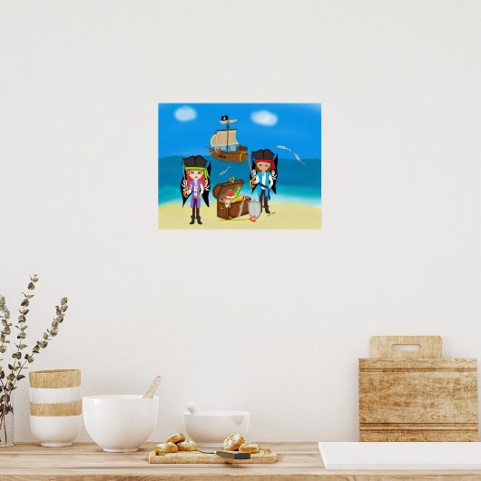 Piraten en schatten poster (Keuken)