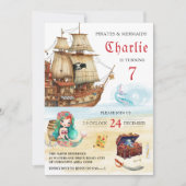 Piraten en zeemeerlingen Kinderen van Birthday Kaart (Voorkant)
