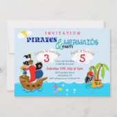 Piraten en Zeemeermin Kleurrijk Gezamenlijk Verjaa Kaart (Voorkant)