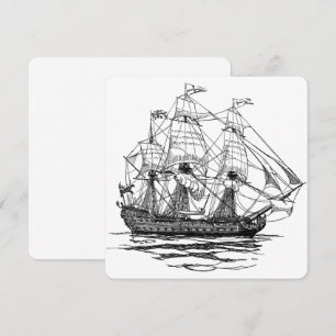  Piraten Galleon Pistool Ship Sketch Invitation Kaart