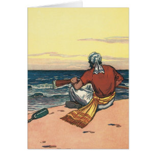 piraten, gemareend op een verlaten eiland