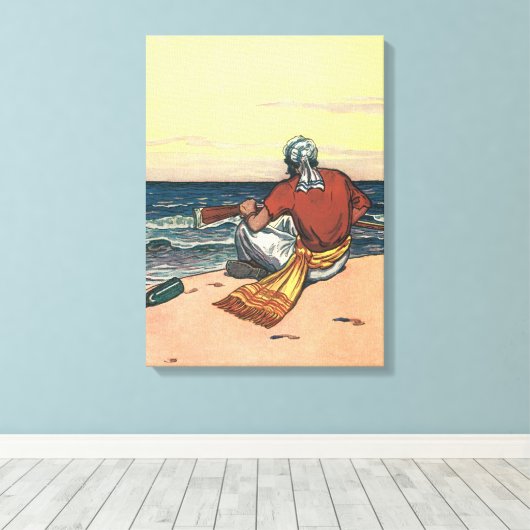  piraten, gemareend op een verlaten eiland canvas afdruk (Insitu (Houten vloer))