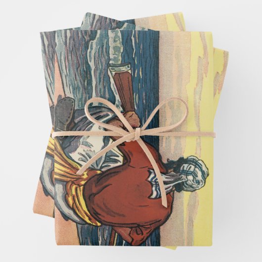  piraten, gemareend op een verlaten eiland inpakpapier vel (In situ)