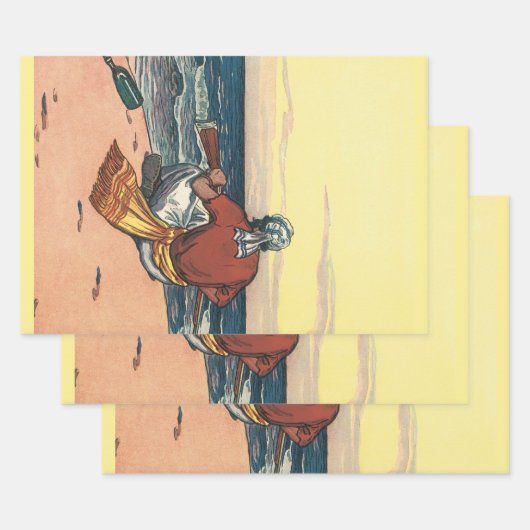 piraten, gemareend op een verlaten eiland inpakpapier vel (Set)