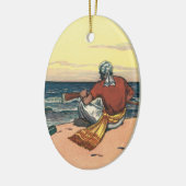  piraten, gemareend op een verlaten eiland keramisch ornament (Links)