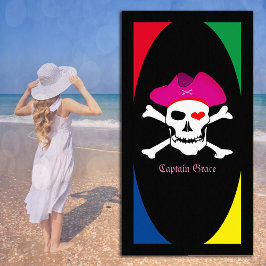 Piraten handdoek, Kapitein "Grace" vakantie, kleur Strandlaken