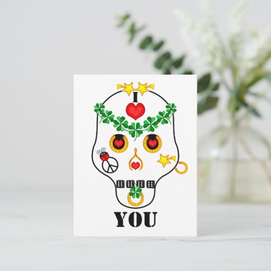 Piraten! Ik hou van... De schedel om te personalis Briefkaart (Staand voorkant)