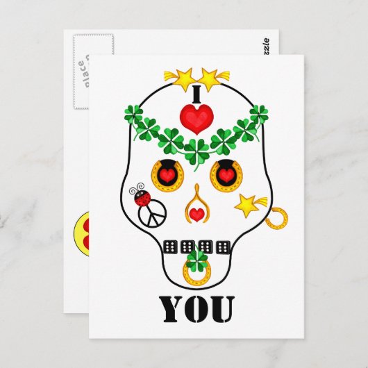 Piraten! Ik hou van... De schedel om te personalis Briefkaart (Voorkant / Achterkant)