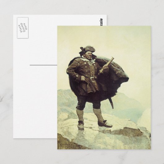  piraten, kapitein Bill Botten van NC Wyeth Briefkaart (Voorkant / Achterkant)