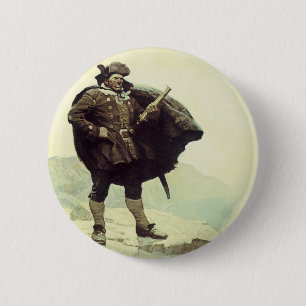 piraten, kapitein Bill Botten van NC Wyeth Ronde Button 5,7 Cm