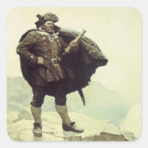  piraten, kapitein Bill Botten van NC Wyeth Vierkante Sticker