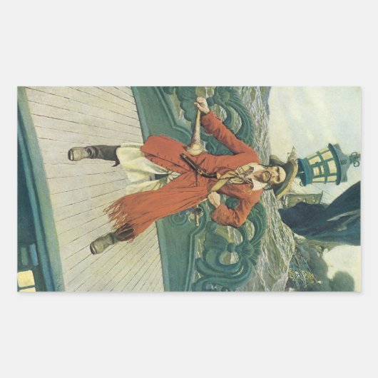  piraten, kapitein Keitt van Howard Pyle Rechthoekige Sticker (Voorkant)